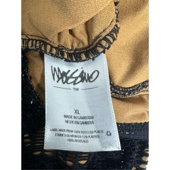 Mossimo Supply Co. Bohemian One Piece Swimsuit Crochet Lined Size XL Black Tan - Picture 9 of 10